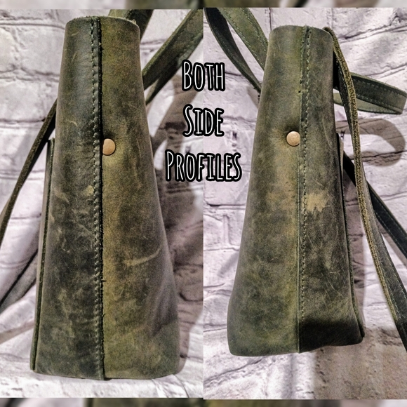 Portland Leather Goods - Mini Crossbody in rare BRUSHED GREEN leather - Picture 3 of 11